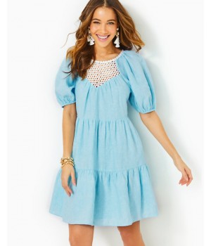 Charlet Short Sleeve Linen Dress